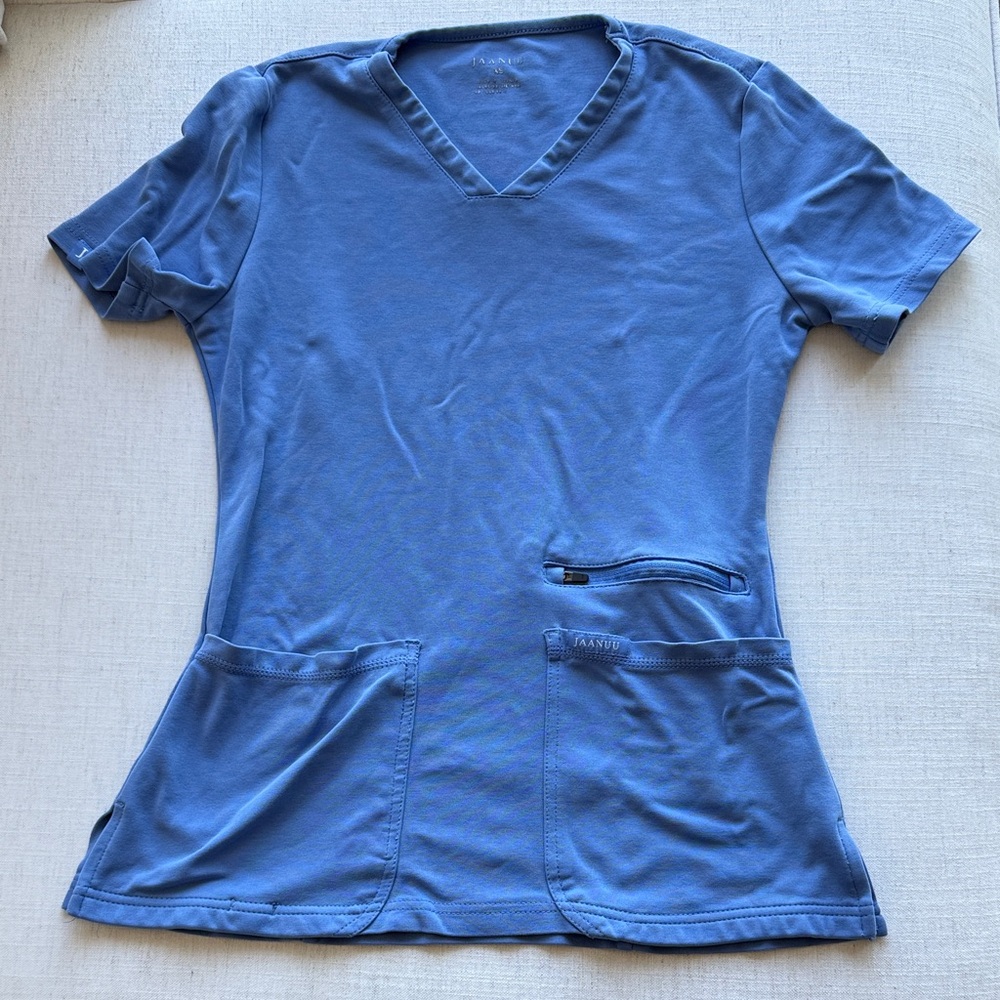 Jaanuu Classic Blue V-Neck Scrub Top
